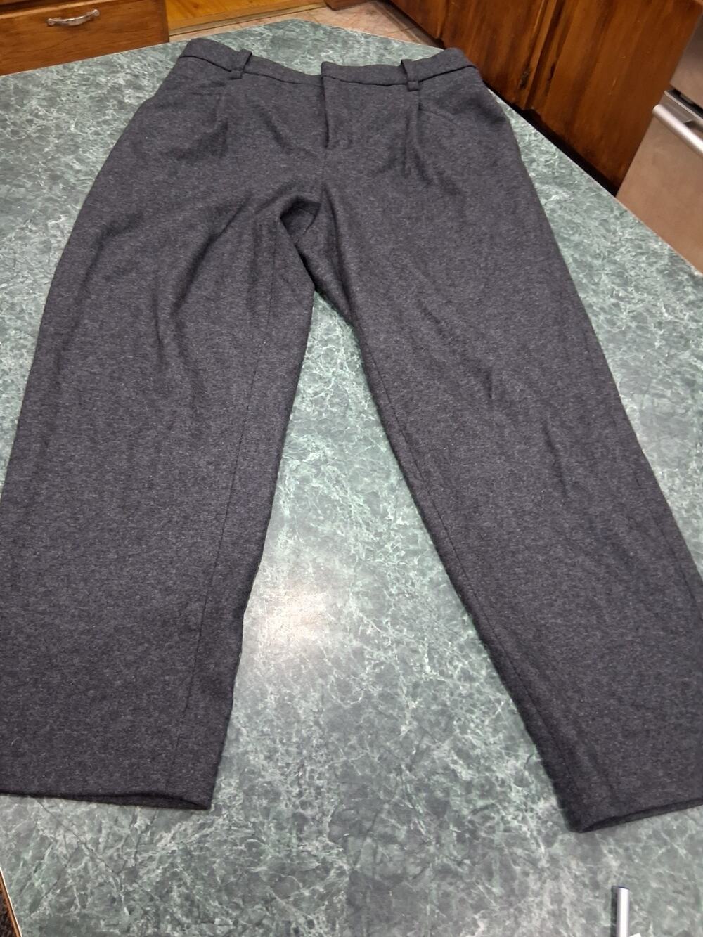 Banana Republic Womens Sz 12 Heather Gray Wool Blend Straight Leg Dress Pants